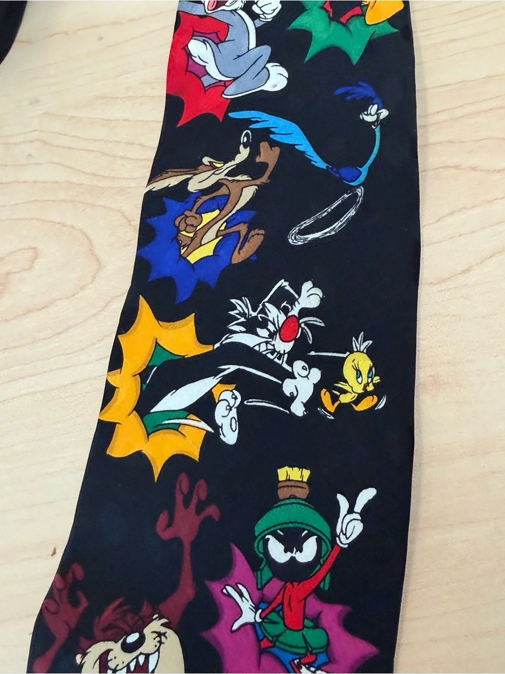 Warner Bros Black Tie with Colorful Looney Tunes Characters